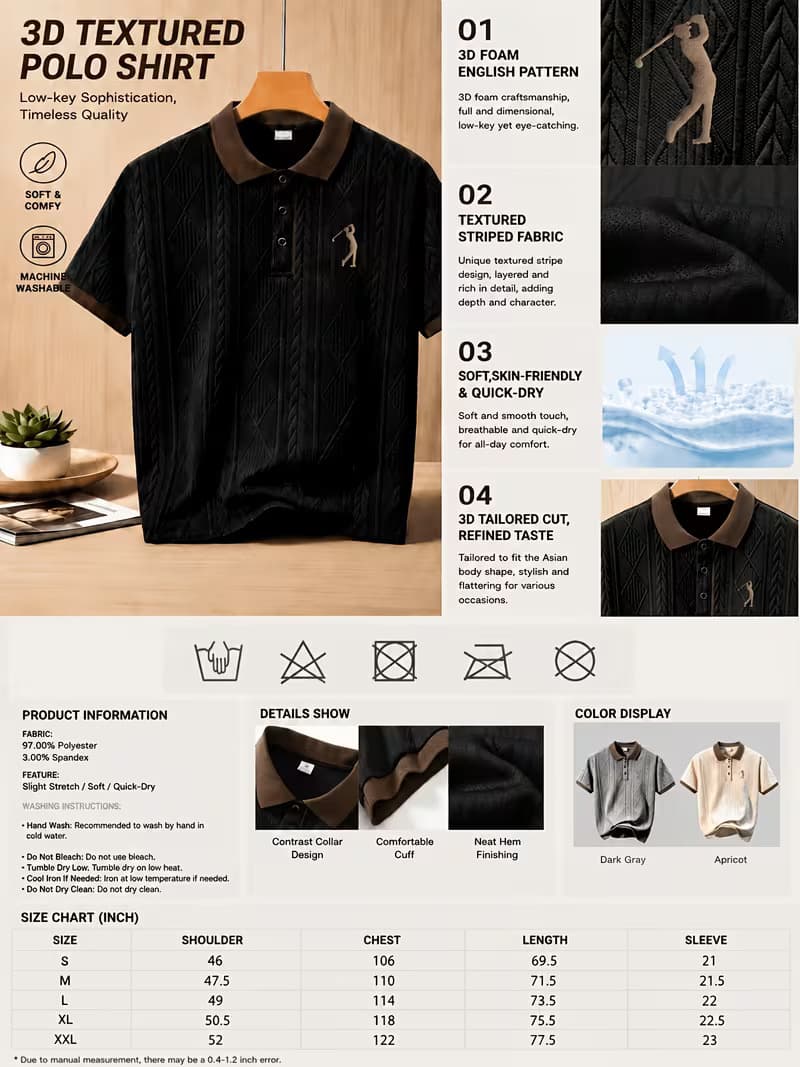 High-Quality Men'S Short Sleeve Collared Golf Polo Shirt gallery image 2