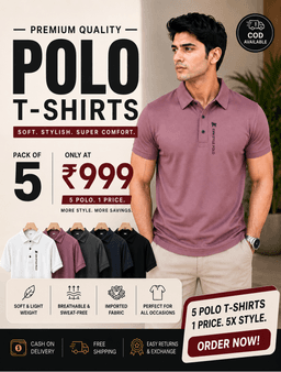 Breathable Solid Color Polo T ShirtPACK OF 5 ( WHITE | BLACK | PINK | GREY| PURPLE)
