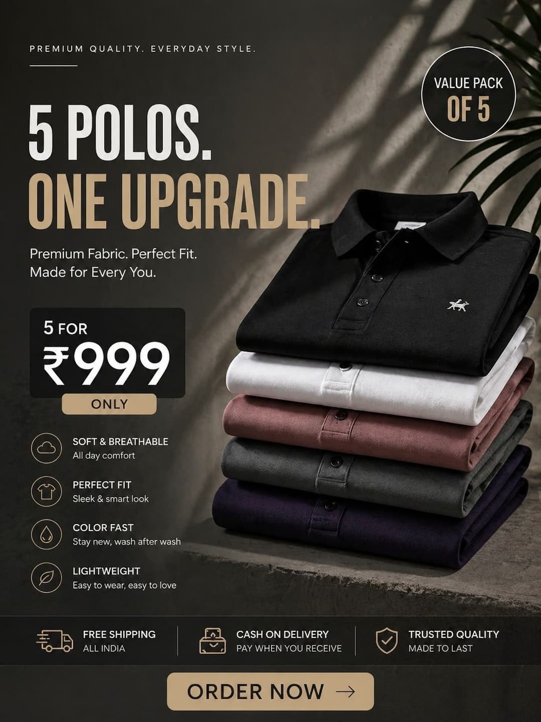 Stay Cool This Summer with Premium Polo T-Shirts – Pack of 5 at an Unbeatable Price! 👕☀️ gallery image 1
